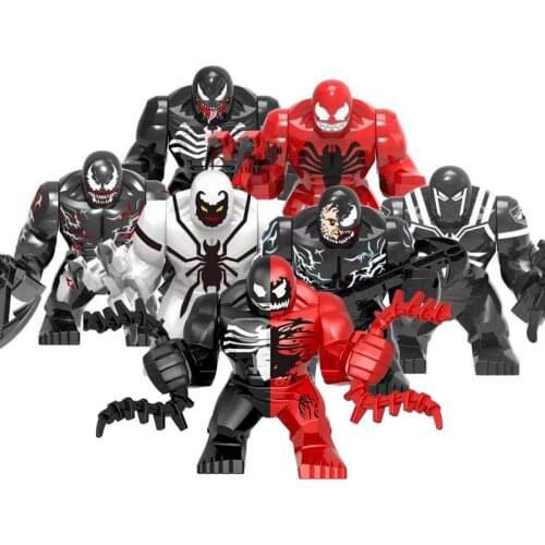 Marvel Venom Big Size Character Venom Carnage Anti Venom Riot Model Building Blocks Enlighten Action Figure Toys For Children