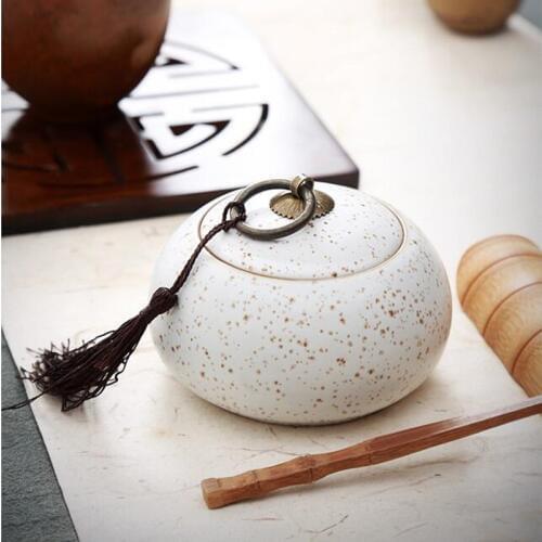 Modern Style Ceramics Little Tea Caddy Chinese All Kinds of Tea Storage Box Crude Pottery Canister Container for Puer Tea