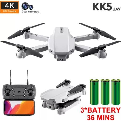 KK5 Rc Drone 4k HD Drone 3 batteries Wide Angle Camera WiFi fpv Drone Foldable Quadcopter Headless Mode Follow Me Helicopter