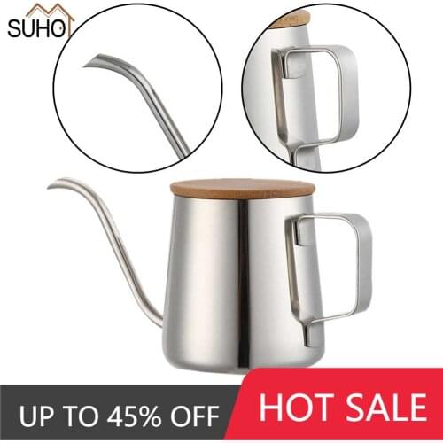 250ML Stainless Steel Long Narrow Spout Coffee Pot Gooseneck Kettle Hand Drip Kettle Pour Over Coffee Tea Pot Storage Bottle