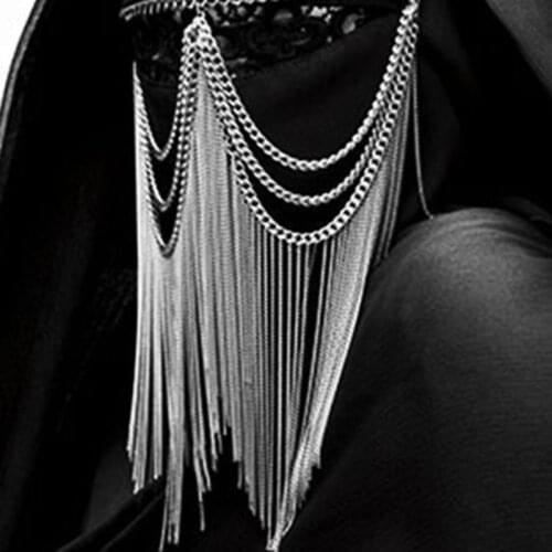 Punk party mask, nightclub dance party hair accessories, alloy chain headdress mask distinctive mask