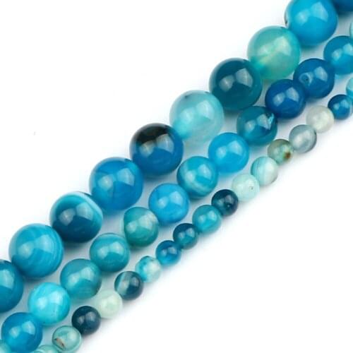 Natural Round Striped Agate Stone Wholesale 4 6 8MM Loose Onyx Beads for DIY Craft Jewelry Making Bracelet Accessories Pendant