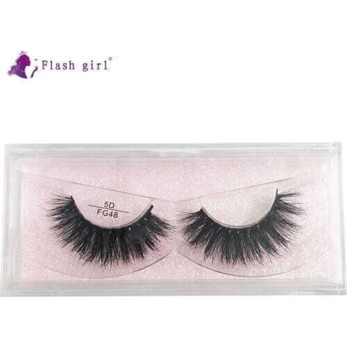 Flash Girl 1 Pair 5D Mink Eyelashes FG48 Handmade Wispy Fluffy Fake Eyelash Makeup Tools Cruelty Free Natural Eye Lashes