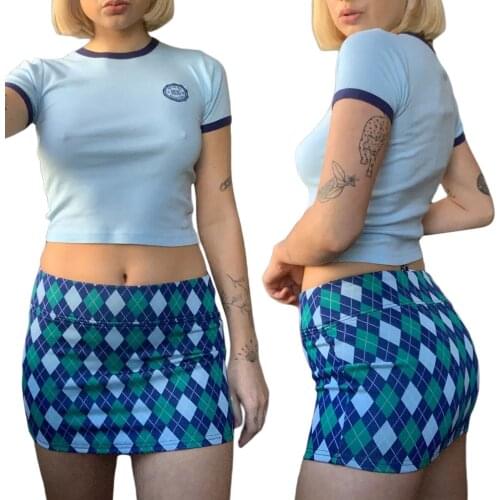 2021 New Womens Bodycon Mini Skirt, Casual High Waist Floral Argyle Print Short Pencil Skirt