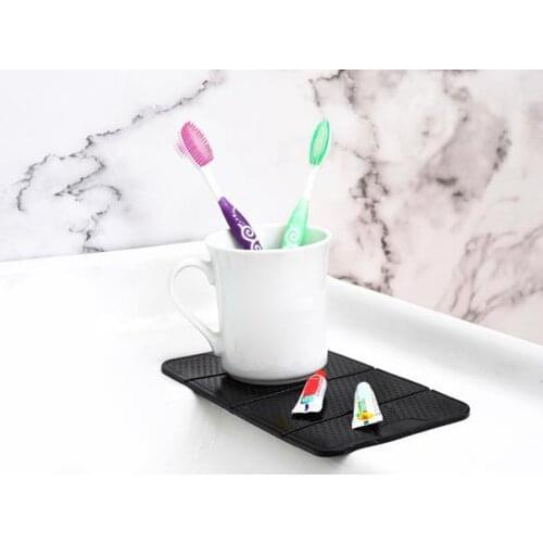 Reusable Black Foldable Anti-slip Car Dashboard Silicone Mat 20.5x12cm, Holds Cell Phones GPS HUD etc