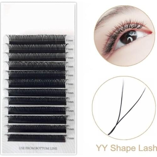 Double Tips YY Shape Eyelashes Extension Natural Black Weave Individual Eyelash Extension 0.07mm Faux Mink Lashes 10 Trays/lot