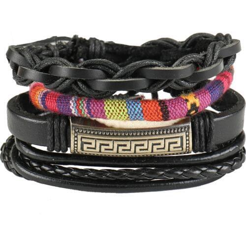Cross New 3pcs/set Handmade Fashion Vintage Punk Charm Female Femme Homme Male Men Leather Bracelet For Women Jewelry