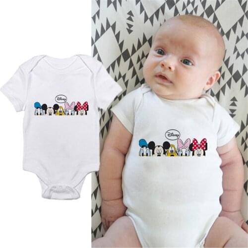 Baby New Rompers Mickey Mouse And His Friends Printed Newborn Clothes Disney Cartoon Kawaii Infant Toddler Clothes Bodysuits