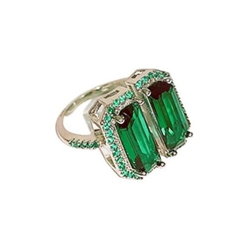 Open Adjustable Ring Women Ring Open Ring Inlaid Green Crystals Purple Crystals Vintage Fashion Exquisite Gifts Birthday Gifts