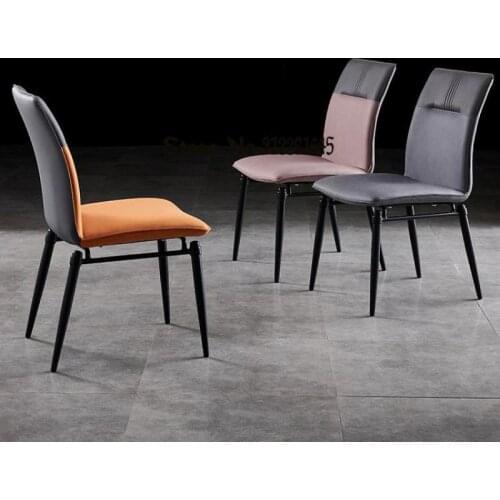 Simple Modern Light Luxury Backrest Chair High-end Restaurant Stool Metal Italian Minimalist Soft Package Dining Chair
