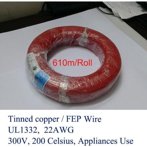 UL1332 22AWG FEP Electrical Appliances Wire 300V Copper Cable Using for lighting cooking appliances instruments oil resistant