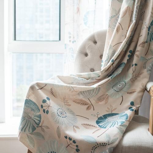 Modern Boutique Minimalist Thickened Cotton Slub Printing Curtains for Living Dining Room Bedroom Curtains Custom