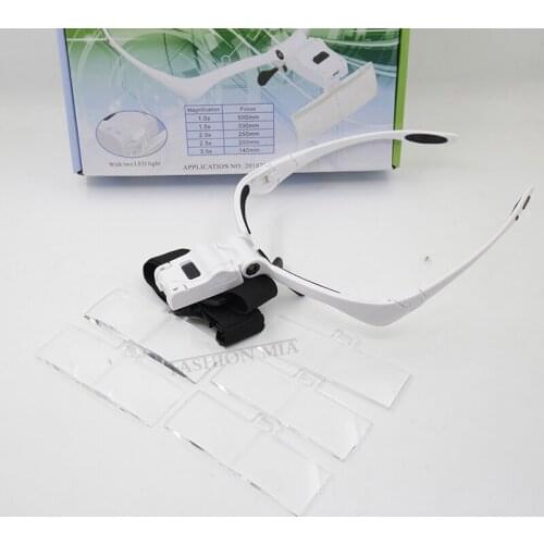 LED Head Lamps Interchangeable Headband Magnifier Glasses 1.0X/1.5X/2.0X/2.5X/3.5X Magnification for Beauty Tattoo Graft Eyelash