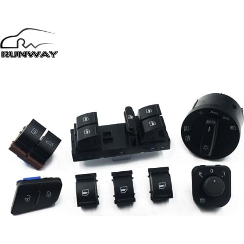 Fuel Tank Door Power Mirror Headlight Window Control Trunk Switch For Volkswagen VW Passat B6 CC 8PCS 1K0 941 431AS 3C0962125B