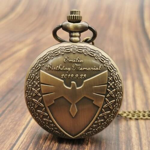 Unique Emilia Birthday Memarial Quartz Pocket Watch men Analog Pendant Necklace Chain Mens Womens Fob Watches Gift