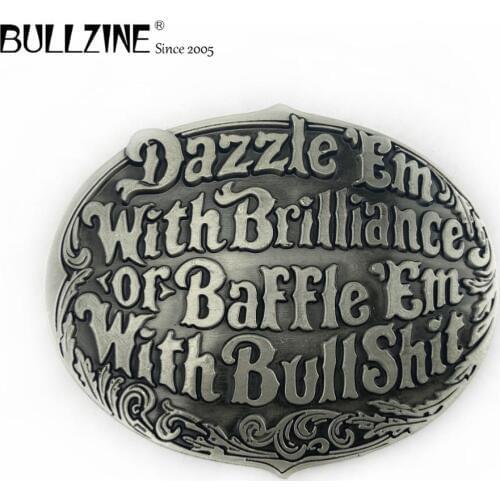 The Bullzine Fashion belt buckle with pewter finish FP-03015 suitable for 4cm width snap on belt