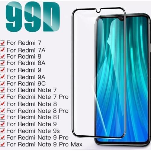 99D 9H Full Screen Protective Glass For Redmi 9 9A 9C 8 8A 7 7A For Xiaomi Redmi Note 7 8 9 Pro Max 8T 9S Tempered Glass Film