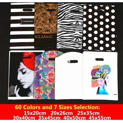 10pcs 15x20cm 20x26cm 25x35cm 30x40cm Gift Bags Plastic Bags With Handles Wedding Party Birthday Decoration Kid Cookie Candy Bag