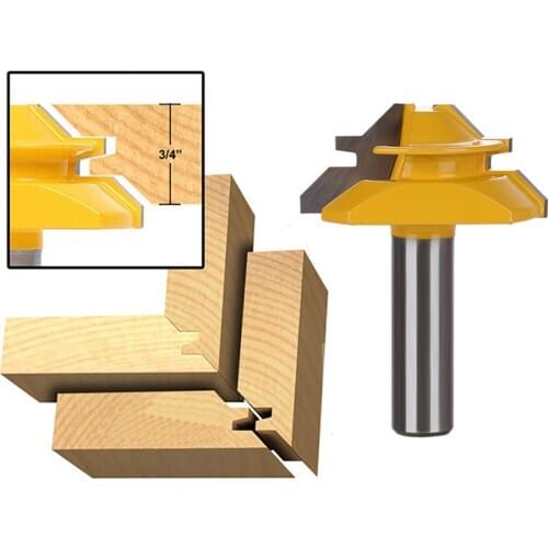 45 Degree Wood Router Bit Straight End Mill Trimmer Cleaning Fush Rrim Corner Round Wood Carbide Alloy