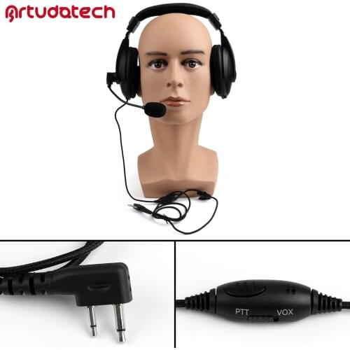 Artudatech For Icom IC-V8 ICV82 ICV85 ICF21 ICF26 Radio Heavy Duty Two-sided Mic PTT Headset