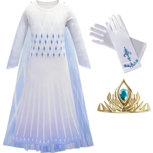 Elsa White Dress Christmas Costume Kids Dresses for Girls Elza Vestidos Children Snowflake White Princess Dress Clothes