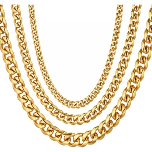Mens Thick Gold Chains For Men Stainless Steel Heavy Miami Curb Cuban Link Chain Necklaces Male Hip Hop Jewelry Dropshipping