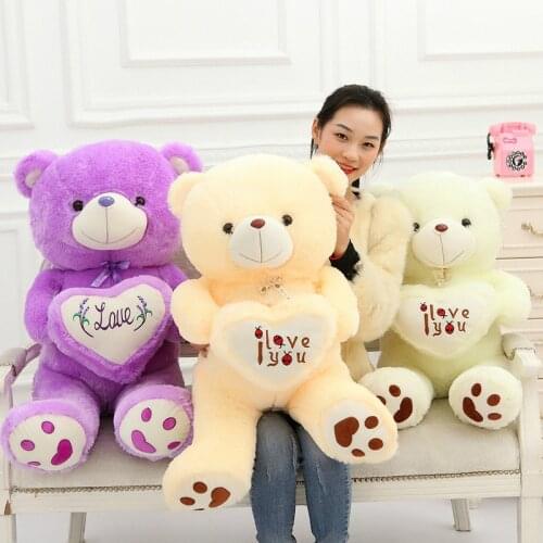 Cheap 50CM 70CM 90CM 110cm Teddy Bear Embrace Giant Big Toys Doll Stuffed Plush Animals I love You Doll Valentine Gift for girl