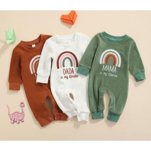 Baby Girls Boys Fluffy Jumpsuit Toddlers Spring Autumn Creative Rainbow Letter Embroidery Long Sleeve Round Collar Romper