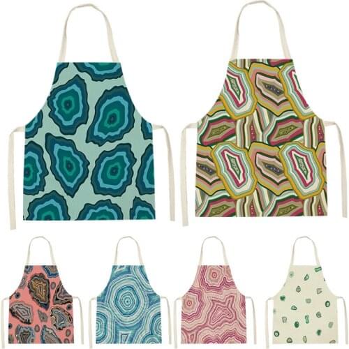 1 Piece Geometric Pattern Apron Women Men Adult Kids Sleeveless Bib Home Cooking Baking Shop Cleaning Bib Antifouling Pinafore