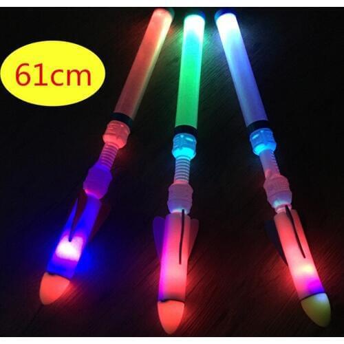 Random Color 61CM Rocket Gun Toy Luminous LED Light Rocket With Sound Flashing Flying Toy For Child Simulation EVA Foam Bazooka