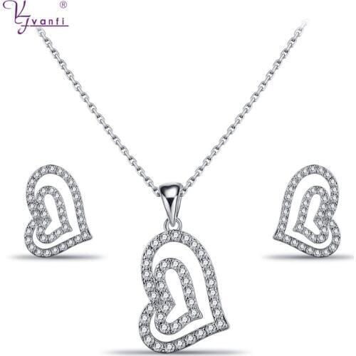 Indian Necklaces Earrings Bridal Jewelry Sets Fashion Jewelry Making Copper White/Gold Color Zircon Engagement Gift For Girls
