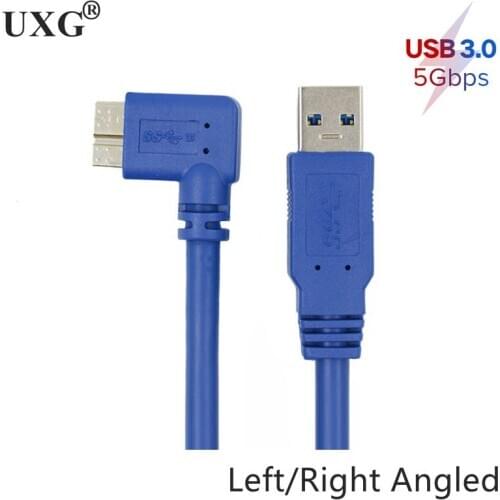5Gbps 90 Degree Right Left Angled Micro B to USB 3.0 Type A Male to Male cable 60cm 100cm cord for SLR camera/mobile hard disk