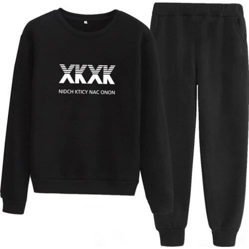 Abrini Women Autumn Cotton Pullover Sets Lettering Print Fleece Pullovers and Trousers Two pieces Sets Women 2021 Winter Suits