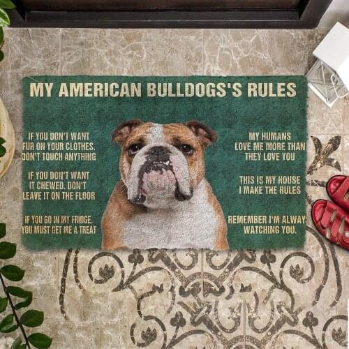 CLOOCL Remember My American Bulldogs Rules Doormat Decor Print Animal Floor Door Mat Non-Slip Soft Flannel Carpet Drop Shipping