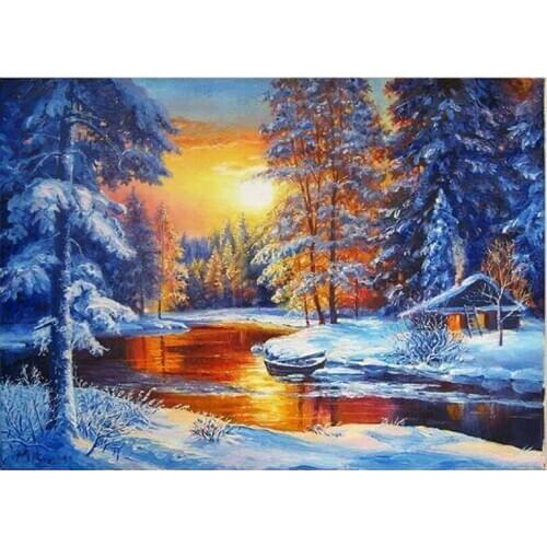 Beautiful snow view Needlework Diy Diamond Painting Diamond Embroidery Pasted Decorative Wall Stickers Cross Stitch Crafts AS334