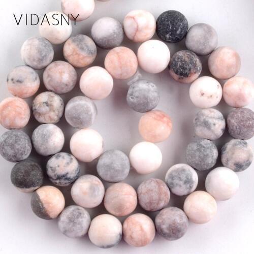 Natural Stone Matte Pink Zebra Jaspers Round Beads For Jewelry Making 4-12mm Spacer Beads Diy Bracelet Necklace 15'' Wholesale