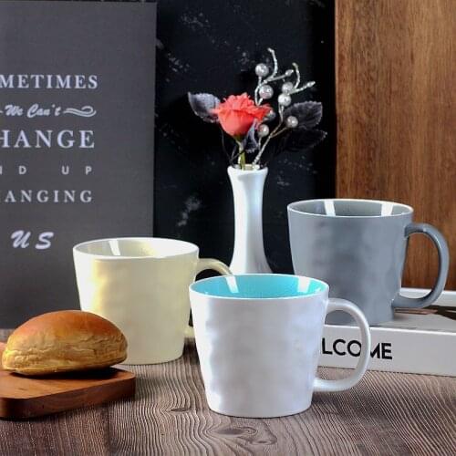 Nordic Simple Cool Style Mug Hand Holding Style Large Capacity Drinking Water Coffee Milk Ceramic Cup Home Office Small Fresh