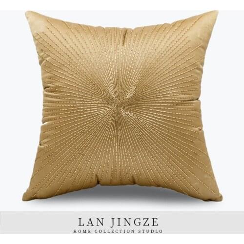 LAN JINGZE Modern Beaded Living Room Cushion Covers Home Decor Solid Gold Throw Pillow For Sofa Car Decoration Cushions