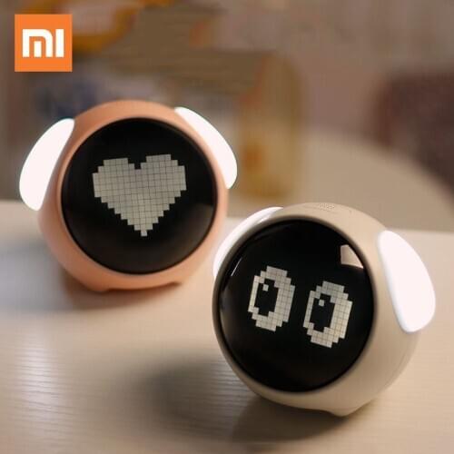 Xiaomi Cute Expression Alarm Clock Multifunction Bedside Voice Control Night Light Snooze Clock ReChargeable Child Alarm Clock