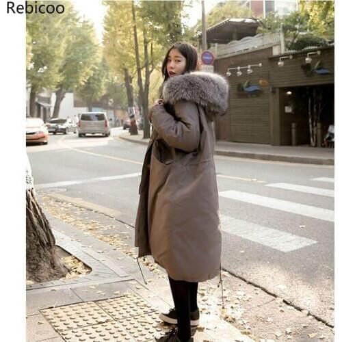 Fashion Plus Size Loose Warm Winter Jacket Women Hooded Fur Coat Down Parkas Long Cotton Padded Jacket Female