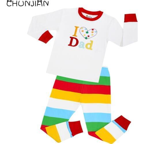 Fashion Boys and Girls Kids Pajamas Sets Children I love Dad Pyjamas Baby Pijamas PJS for 2-7Years