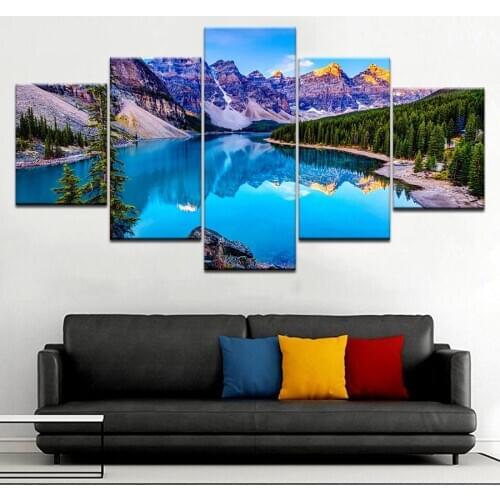 5 Panel Diamond Painting Nature landscape lake Diy Full Square Round Drill Diamond Embroidery Mosaic Needlework Decor AA2472