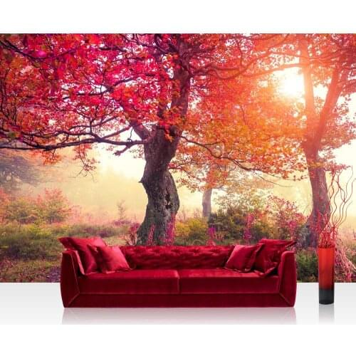 Custom Wallpaper Murals Large Wall Autumn Red Trees Wall Mural Wall Stickers De Parede 3D Wallpaper For Walls