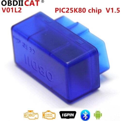 OBDIICAT 100pcs OBD2 Diagnostic Tools V1.5 ELM327 Bluetooth 25K80 Chip Car Diagnostic Scanner For Android V01L2 Code Reader