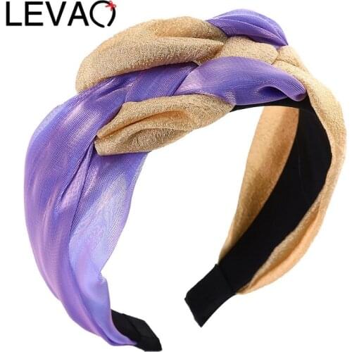 LEVAO Wide Weaving Hairband For Women Headwear Bright Silk Braided Headband Colorful Knotted Hair Hoop Bezel Hair Accessories
