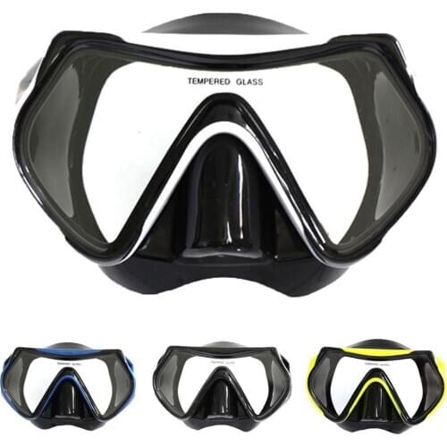 Adult Diving Goggles Tempered Glass Lens Anti-fog Swimming Snorkeling Diving Goggles Diving Equipment Adjustable headband