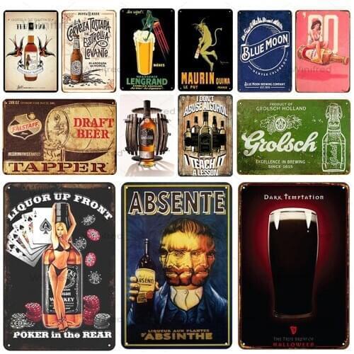 Drink Beer Wine Plaque Metal Vintage Tin Sign Pin Up Shabby Decor Metal Signs Vintage Bar Club Metal Poster Pub Metal Plate