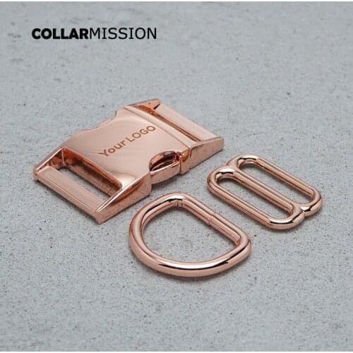 25mm Rose God engraving Buckle (Metal Buckle+ Adjust Buckle+ D Ring) For Backpack Bag Webbing Cat Dog Collar DIY Accessory