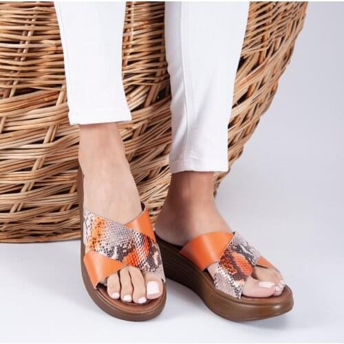 2021 Summer Women Vintage Premium Orange Orthopedic Open Toe Sandals Premium Non-slip Breathable Leather Casual Women Shoes