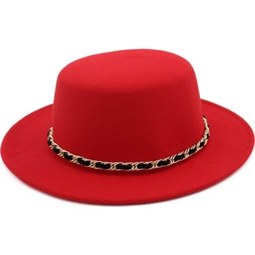 Fedora Hats Men Wide-Brimmed Winter Ladies Hats Color Matching Chain Church Formal Wear Felt Fedora Hats White And Green Panama